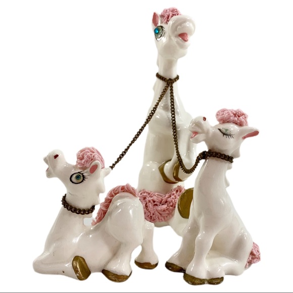 VTG 50’s Kreiss Pink Porcelain Spaghetti Horses - Picture 3 of 6